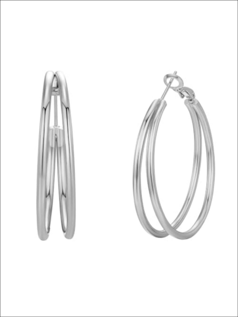 14k Gold Plated 925 Sterling Silver Double Hoop Earrings 40mm